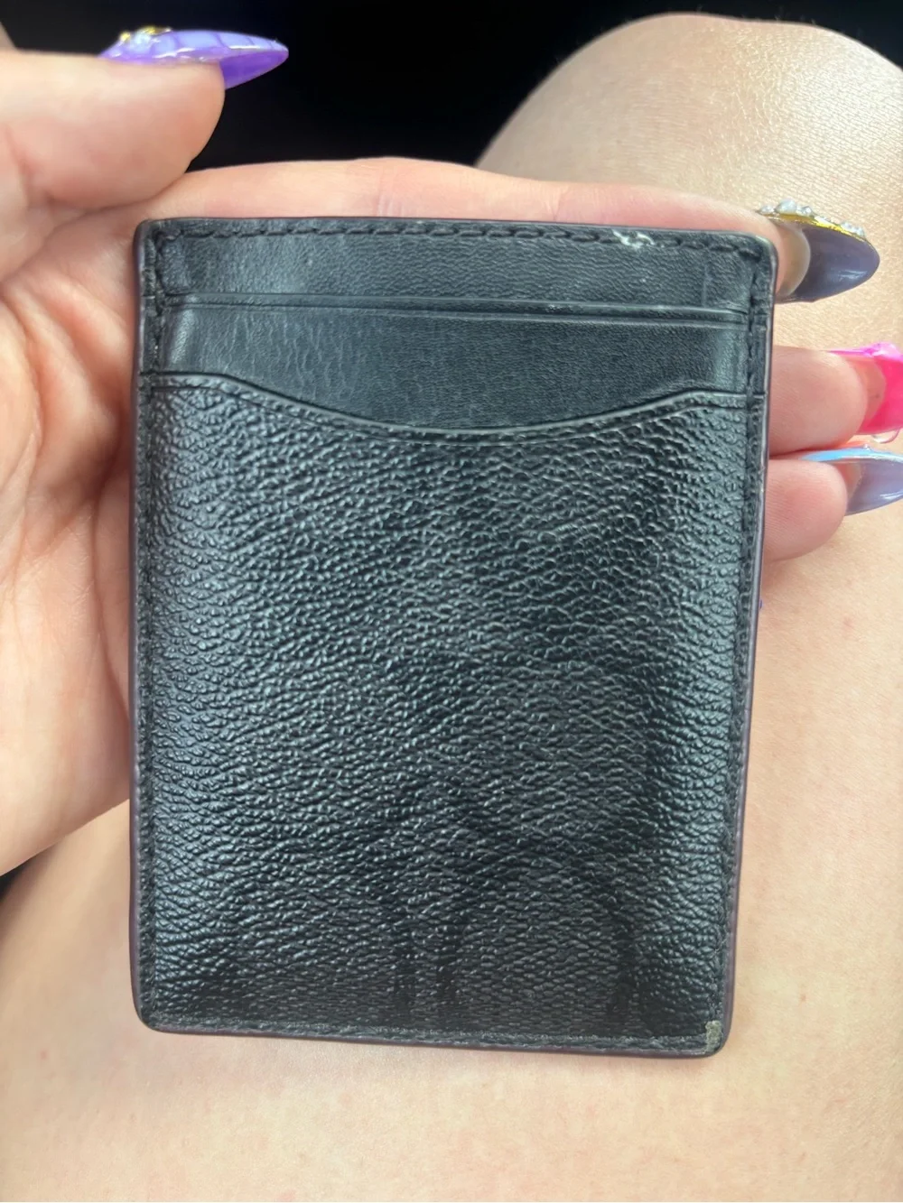 Coach Black Leather Card Holder with Silver Money Clip